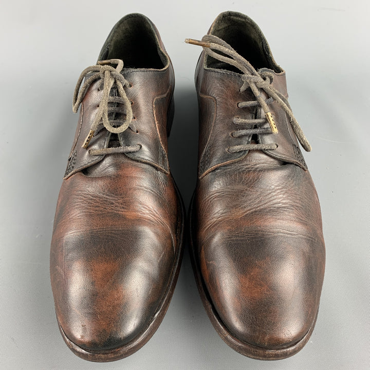 HUDSON Size 12 Brown Antique Leather Lace Up Shoes