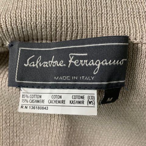 SALVATORE FERRAGAMO Size M Oatmeal Knitted Cotton &  Cashmere Jacket