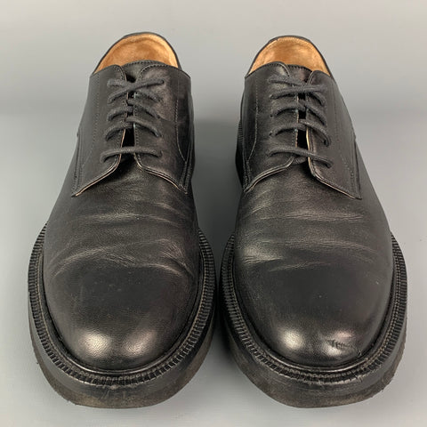 DRIES VAN NOTEN Size 8.5 Black Leather Derby Laces