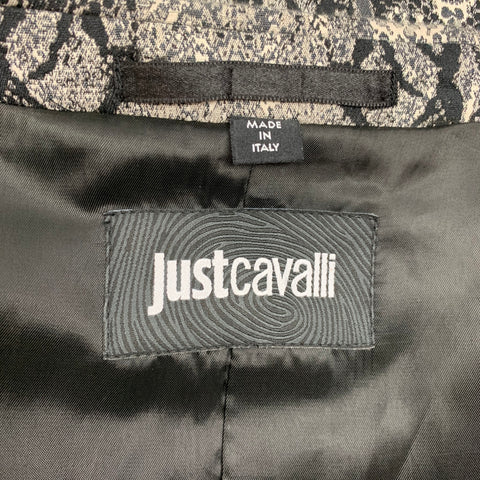 JUST CAVALLI Size 44 Grey & Black Snake Print Cotton Blend Sport Coat