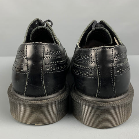 DR. MARTENS Size 8 Black Perforated Leather Wingtip Lace Up Shoes