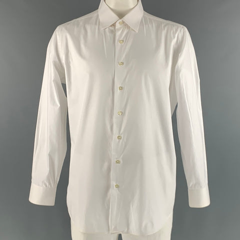 DAVID AUGUST Size XL White Monogram Cotton Button Up Long Sleeve Shirt