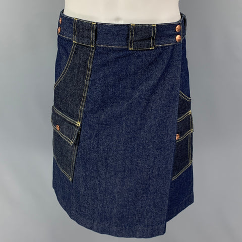 COMME des GARCONS GANRYU Size M Indigo Contrast Stitch Cotton Kilts & Skirts