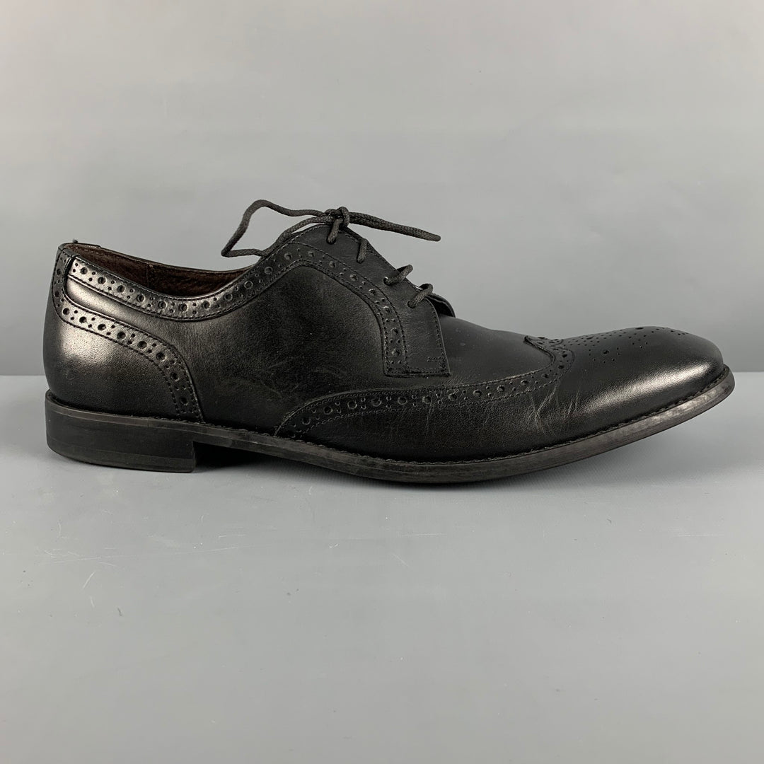 JOHN VARVATOS * U.S.A. Size 10.5 Black Perforated Leather  display picture 1