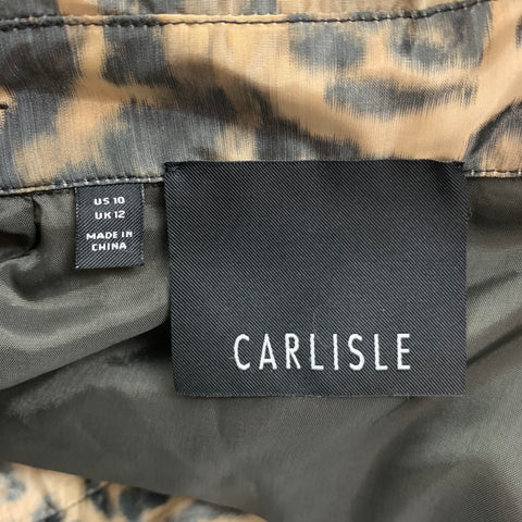 CARLISLE Size 10 Tan & Black Animal Print Polyester Belted Coat