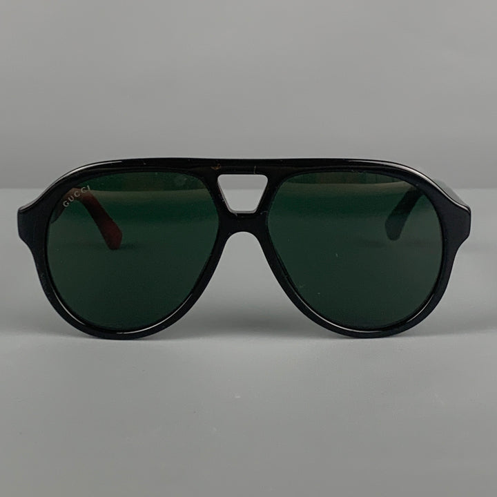GUCCI Black Green Red Color Block Acetate Sunglasses