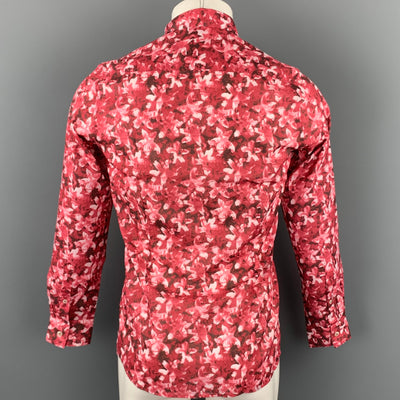 TWEEN Smart Chic Size XS Red & White Floral Cotton Slim Fit Long Sleeve Shirt