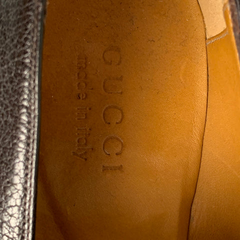 GUCCI Size 8 Brown Pebble Grain Leather Loafers