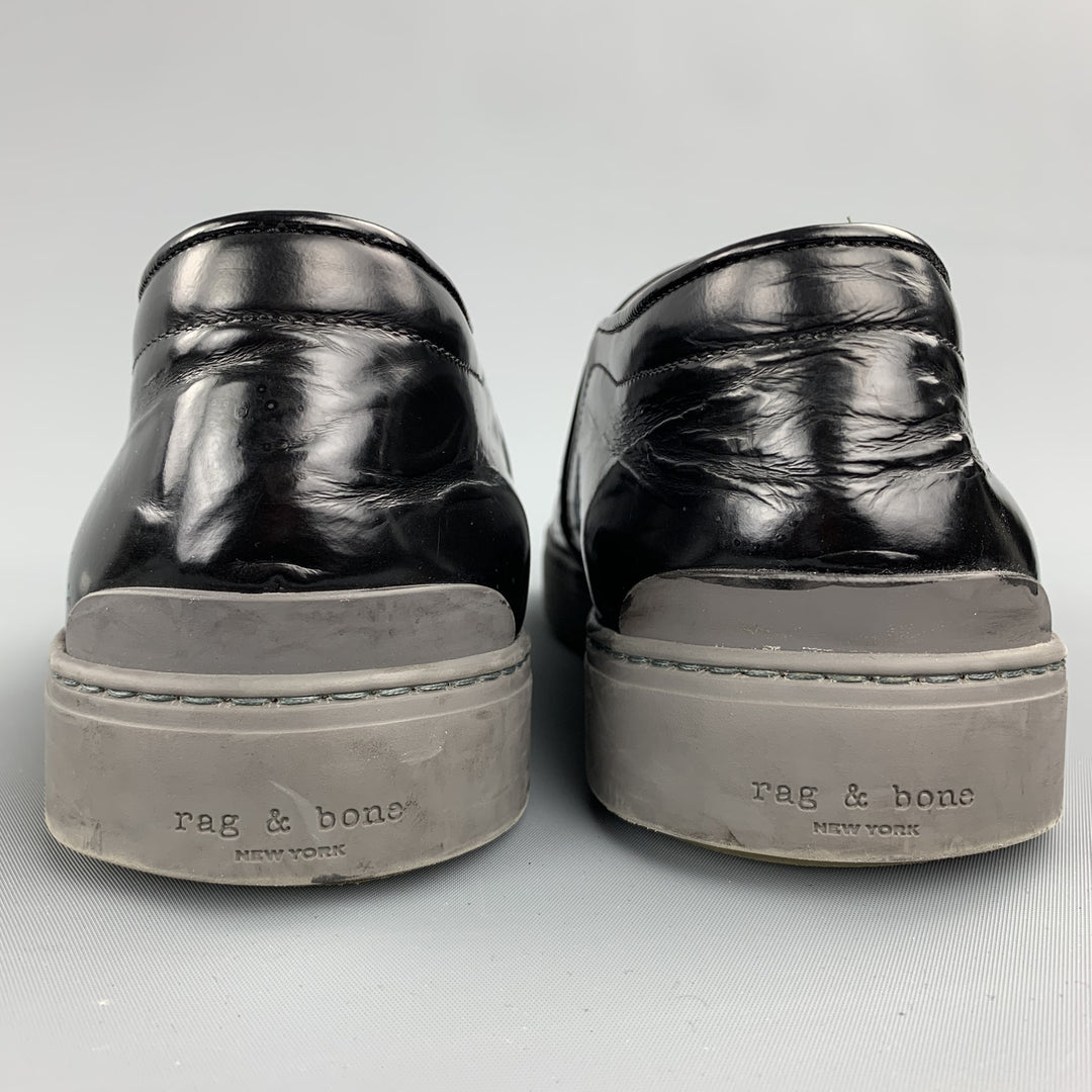 RAG & BONE Size 10 Black Leather Slip On Sneakers