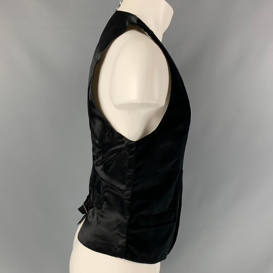 DOLCE & GABBANA Size 38 Black Velvet Rayon Buttoned Vest