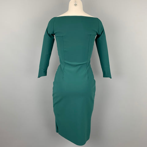CHIARA BONI Size 4 Green Polyamide Velvet Panels Cocktail Dress