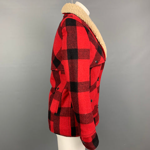 DENIM &amp; SUPPLY par RALPH LAUREN Taille XS Rouge &amp; Noir Buffalo Plaid Laine / Veste Acrylique