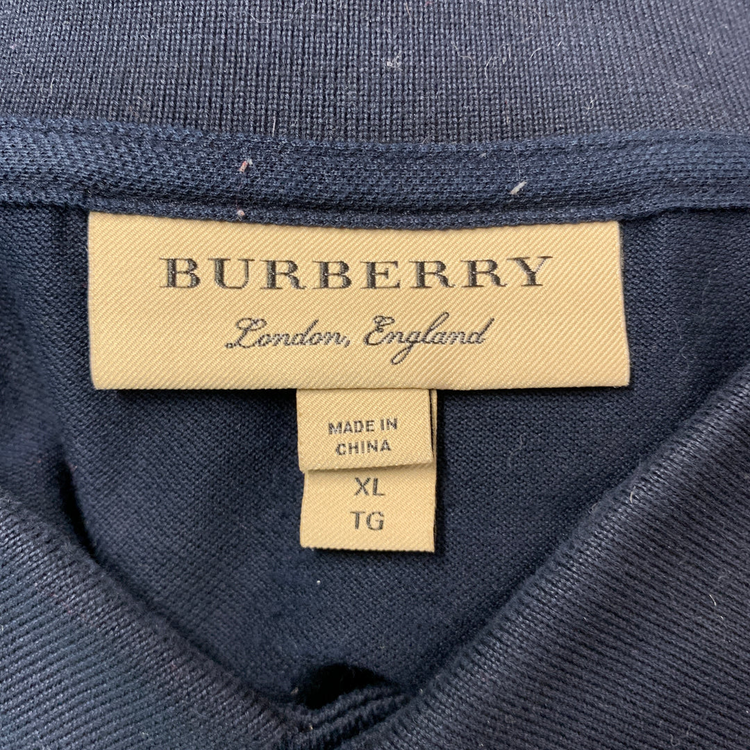 BURBERRY LONDON Size XL Navy Red Contrast Trim Short Sleeve Polo