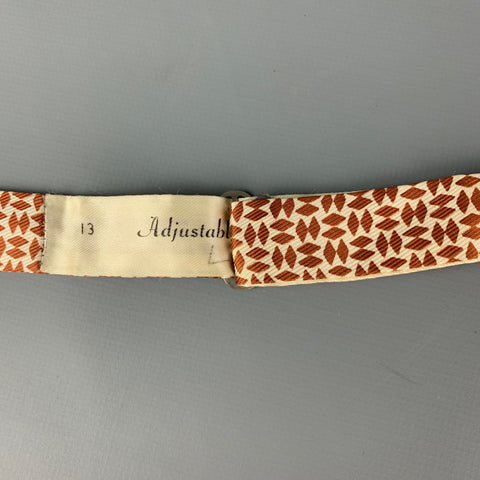 VINTAGE White Brown Rhombus Bow Tie