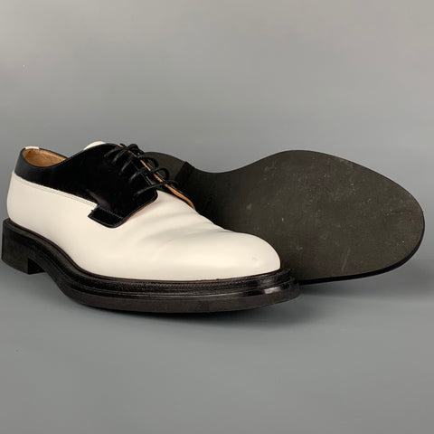 CHURCH'S Size 10 White Black Leather Two Tone Misty Shoes
