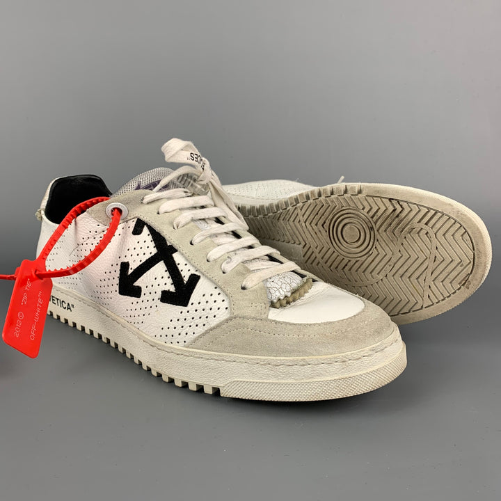 OFF-WHITE C/O VIRGIL ABLOH Helvetica Size 12 White Leather Lace Up Sneakers