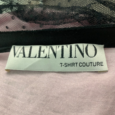 VALENTINO Talla 8 Top de vestido sin mangas fruncido de mezcla de algodón negro rosa