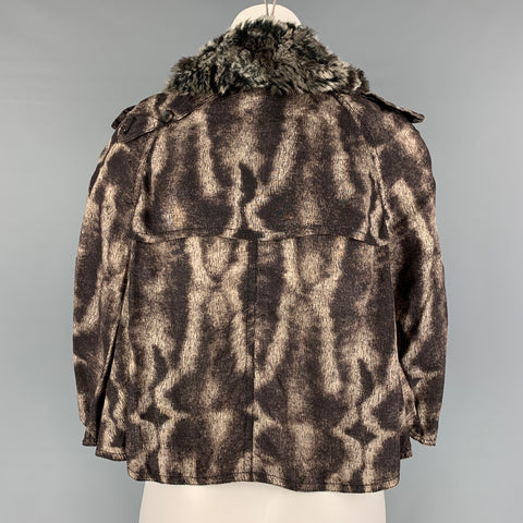 COMME des GARCONS Taille S Cape Courte Marbrée Polyester Marron Taupe