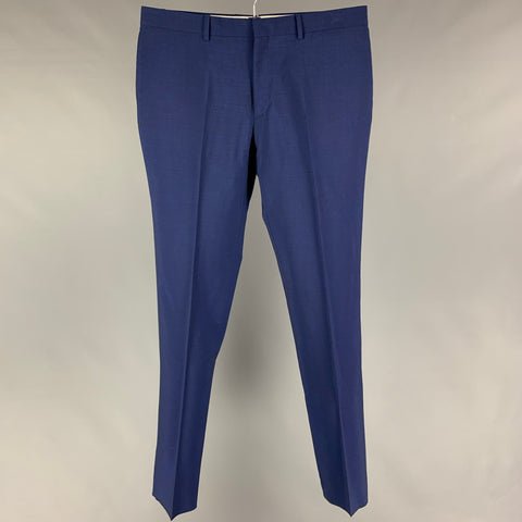 PAUL SMITH Size 34 Blue Wool Mohair Flat Front Dress Pants