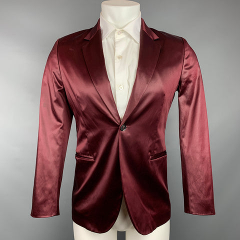 PAUL SMITH Size S Burgundy Cotton Blend Notch Lapel Sport Coat
