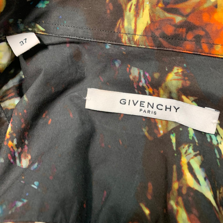 GIVENCHY Size M Multi-Color Abstract Cotton Long Sleeve Shirt