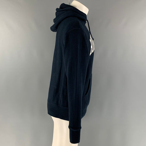 ROWING BLAZERS Size S Navy White Logo Cotton Hooded Sweatshirt