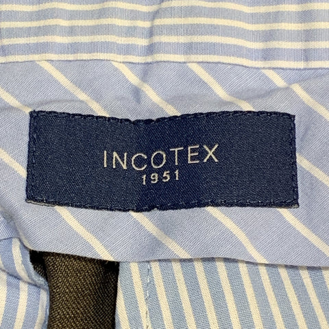 INCOTEX Size 32 Brown Wool Front Tab Cuffed Dress Pants