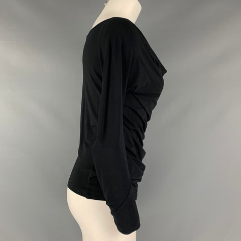 DONNA KARAN Size S Black Viscose Elastane Long Sleeve Pullover