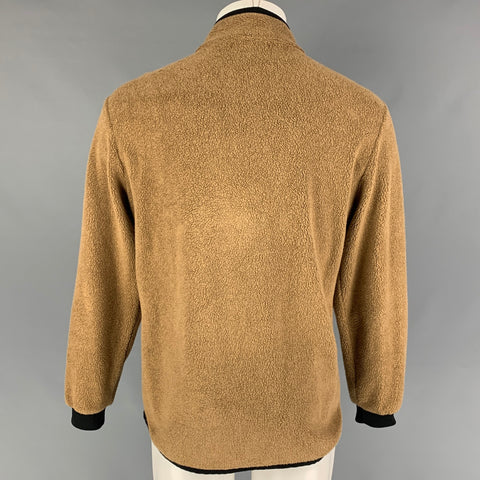 THE GIGI Size M Tan Black Textured Cotton Polyamide Zip Up Jacket