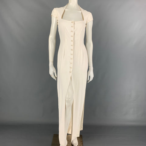 RICHARD TYLER Vestido con mangas japonesas de viscosa color crema talla 8
