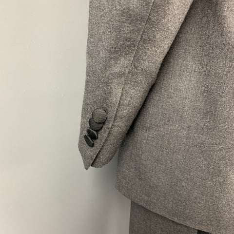 ISAIA Long Size 48 Charcoal & Black Two Toned Wool / Silk Peak Lapel Tuxedo Suit