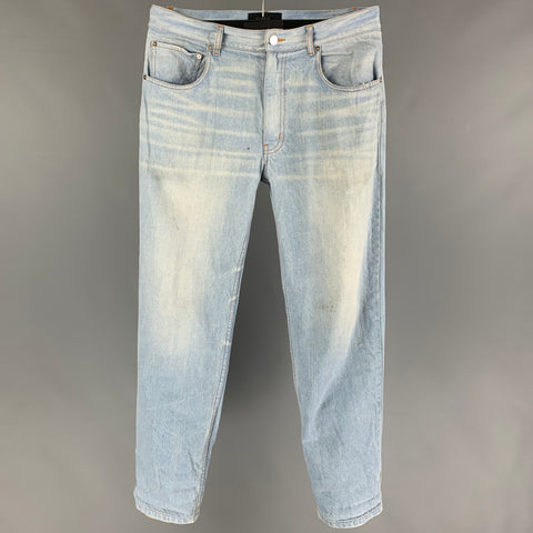 R. SWIADER Size 30 Light Blue Washed Cotton Skinny Jeans