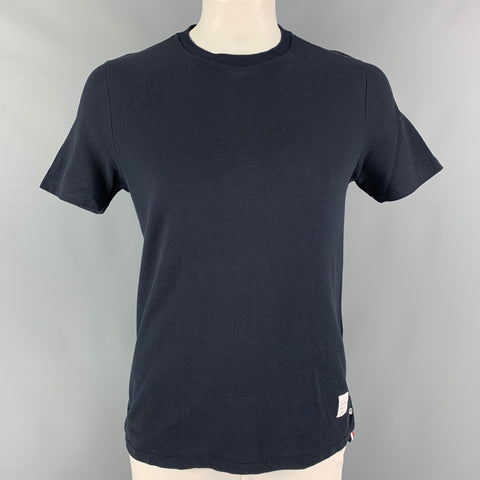 THOM BROWNE Size L Navy White Red Pique Crew-Neck T-shirt
