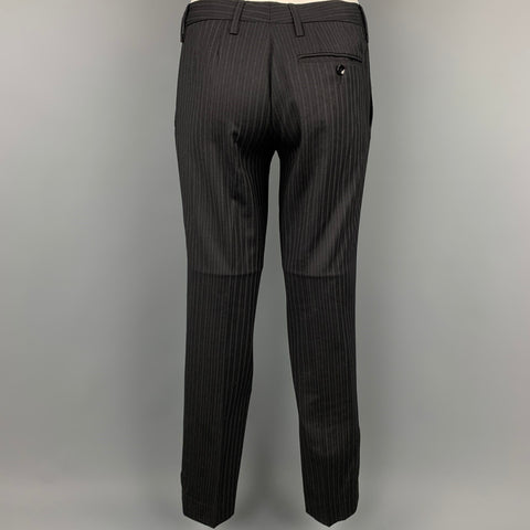 D&G by DOLCE & GABBANA Size 40 Regular Black Stripe Wool Blend Notch Lapel Suit