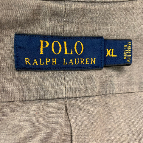 POLO by RALPH LAUREN Size XL Grey Cotton Epaulettes Long Sleeve Shirt