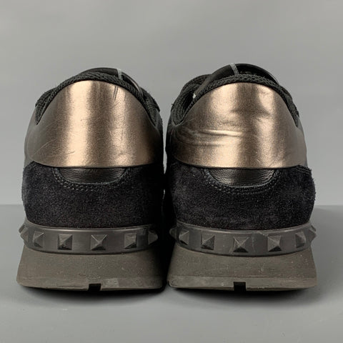 VALENTINO Taille 10 Baskets Rockrunner en cuir camouflage noir argenté