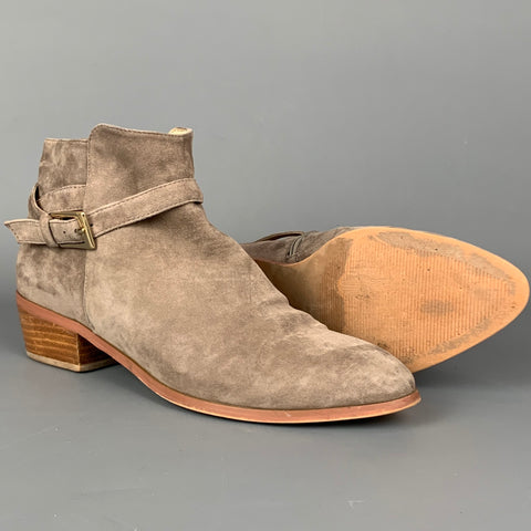BARNEY'S NEW YORK Size 9 Taupe Suede Ankle Strap Boots