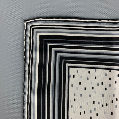CHRISTIAN DIOR Cream Black Dots Silk Pocket Square