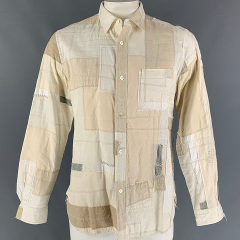 JUNYA WATANABE Size XL Beige Patchwork Cotton Linen Long Sleeve Shirt