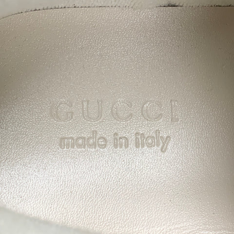 GUCCI Size 14 Off White Green Distressed Leather Crystal Screener Sneakers