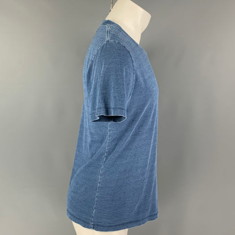MAISON MARGIELA Size M Blue Cotton Crew-Neck T-shirt
