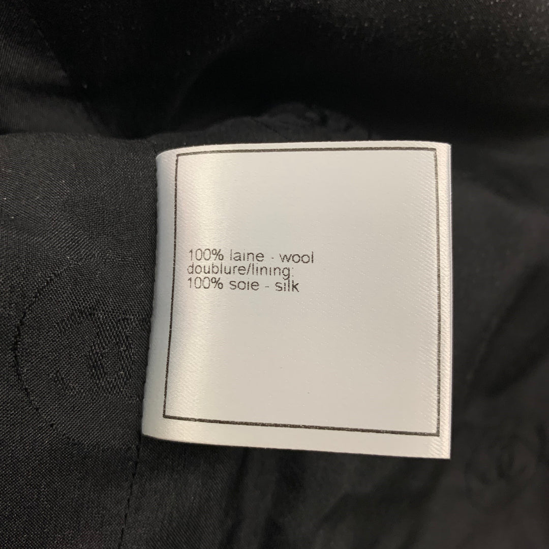 CHANEL Taille 8 Costume pantalon sans manches côtelé en laine noire