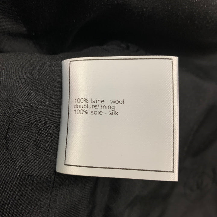 CHANEL Taille 8 Costume pantalon sans manches côtelé en laine noire