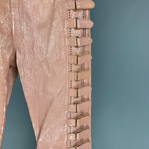 GUCCI Resort 2019 by Alessandro Michele Size 32 Pink Patent Leather Side Tabs Casual Pants