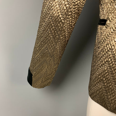 MR TURK Size 36 Gold & Black Brocade Polyester Notch Lapel Sport Coat