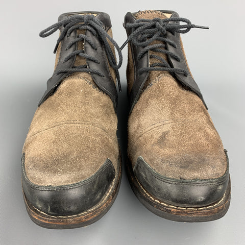 TIMBERLAND Talla 10 Botas con cordones de cuero de materiales mixtos marrones y negros