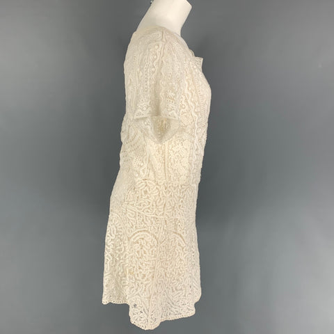 Collection RALPH LAUREN Taille M Robe courte en crochet de coton blanc