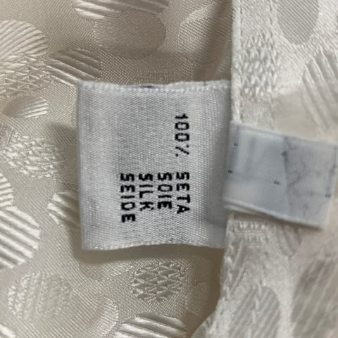 GIANNI VIERA Size L White Dots Jacquard Silk Long Sleeve Shirt