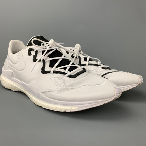 Y-3 by YOHJI YAMAMOTO Size 12 White Leather Lace Up Sneakers