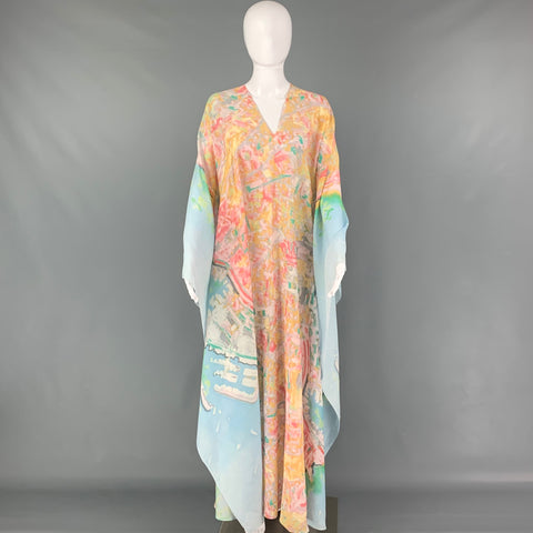 CHANEL Cruise 2011 One Size Multi-Color Cotton Silk Abstract Caftan Long Dress